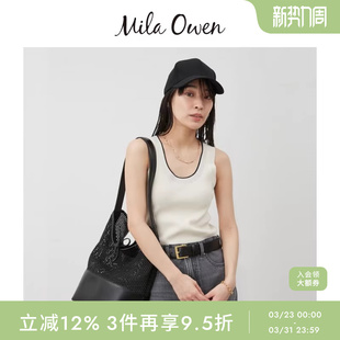 Mila 针织背心上衣09WNT252013 Owen春夏简约百搭撞色边无袖