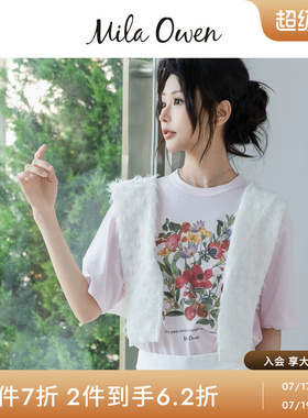Mila Owen26春夏新品百搭花卉水果印花纯棉短袖T恤09WCT261935