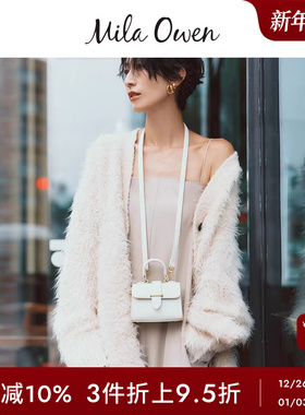 Mila Owen秋冬日系休闲宽松毛绒V领针织开衫09WND244170