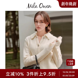 针织开衫 翻领长袖 09WND244085 Owen秋冬日系气质短款 Mila