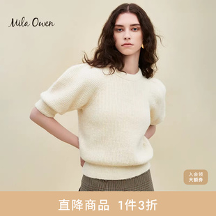 09WNT234009 圆领针织衫 Mila Owen秋冬日系温柔泡泡半袖