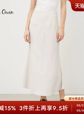 Mila Owen春夏优雅气质纯色垂感高腰直筒半身裙09WFS241304