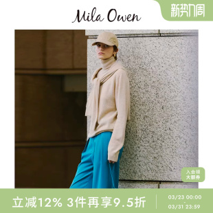 Mila 09WNT254306 Owen秋冬简约百搭纯色羊毛宽松套头针织衫