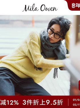 Mila Owen秋冬简约百搭宽松透视圆领针织毛衣09WNT244309