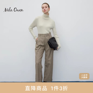 裤 09WFP234046 Owen秋冬日系简约气质通勤高腰直筒休闲西装 Mila