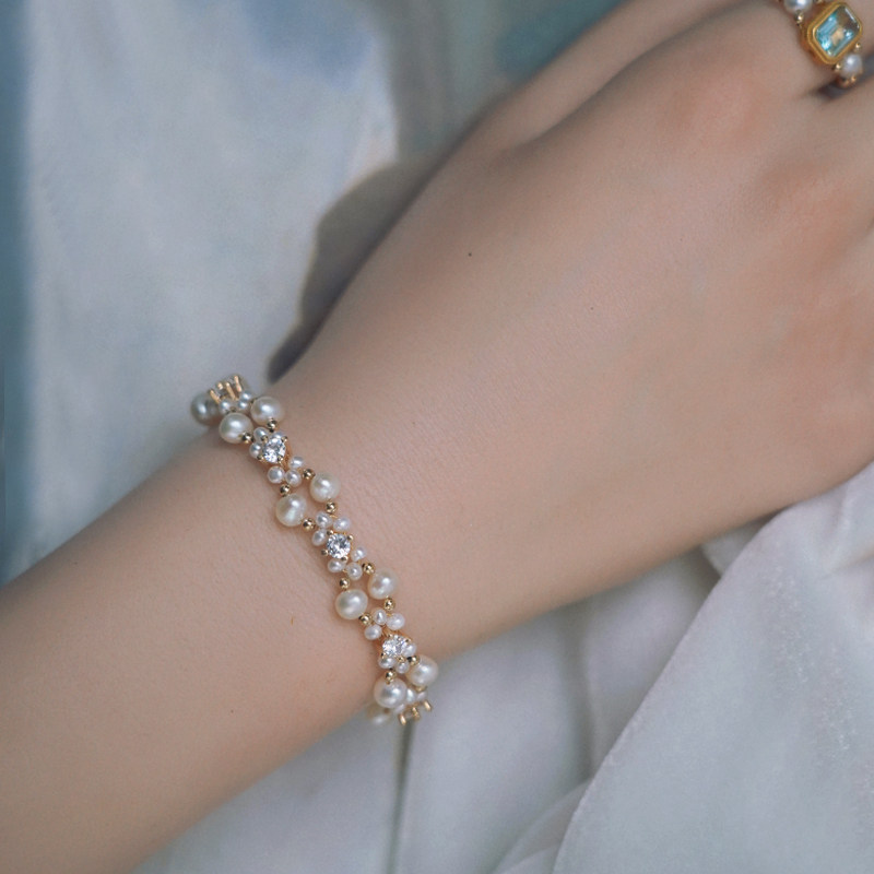 清野集云之屿原创设计小众手工编织珍珠手链成品材料包不掉色包金