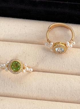 托帕石橄榄石石榴石手工戒指