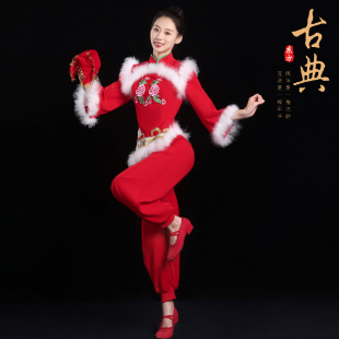 曲沟辣妈新款秧歌服小莹同款扇子舞秋冬广场舞灯笼舞成人演出服装