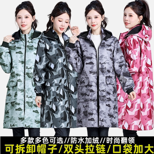 拉链工作服外套 加绒家用厨房防污围裙男士 防水罩衣成人女新款 冬季