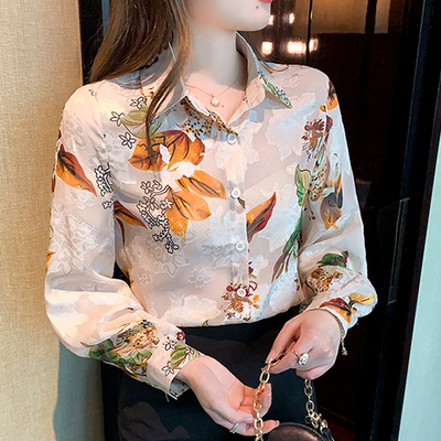 春夏百搭设计款长袖雪纺衬衣