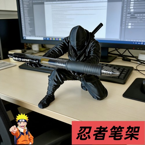 3d打印忍者笔架拓竹料笔架工艺品摆件文具收纳个性创意支架陈列oy