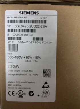 西门子1P6SE6420-2UD22-2BA1全新MICROMASTER4206SE64202UD222BA1
