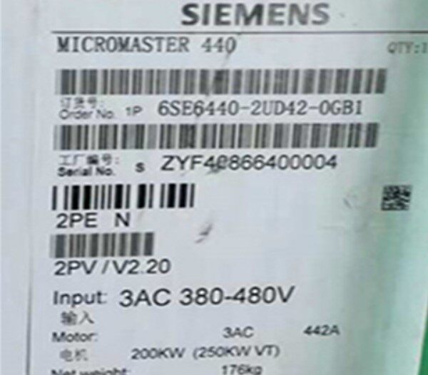 西门子1P6SE6440-2UD42-0GB1全新MICROMASTER4406SE64402UD420GB1