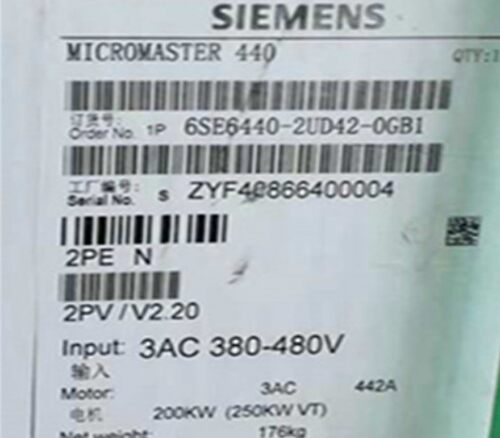西门子1P6SE6440-2UD42-0GB1全新MICROMASTER4406SE64402UD420GB1