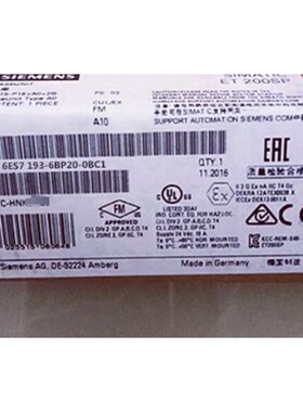 西门子6ES7193-6BP20-0BC1西门子模块6ES71936BP200BC1CPUX现货CD
