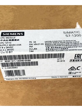西门子全新1P6ES7211-1AE40-0XB0原装正品6ES72111AE400XB0现货