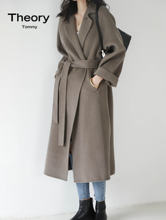 Theory Tommy双面羊绒大衣女中长款2023新款高级感宽松羊毛呢外套