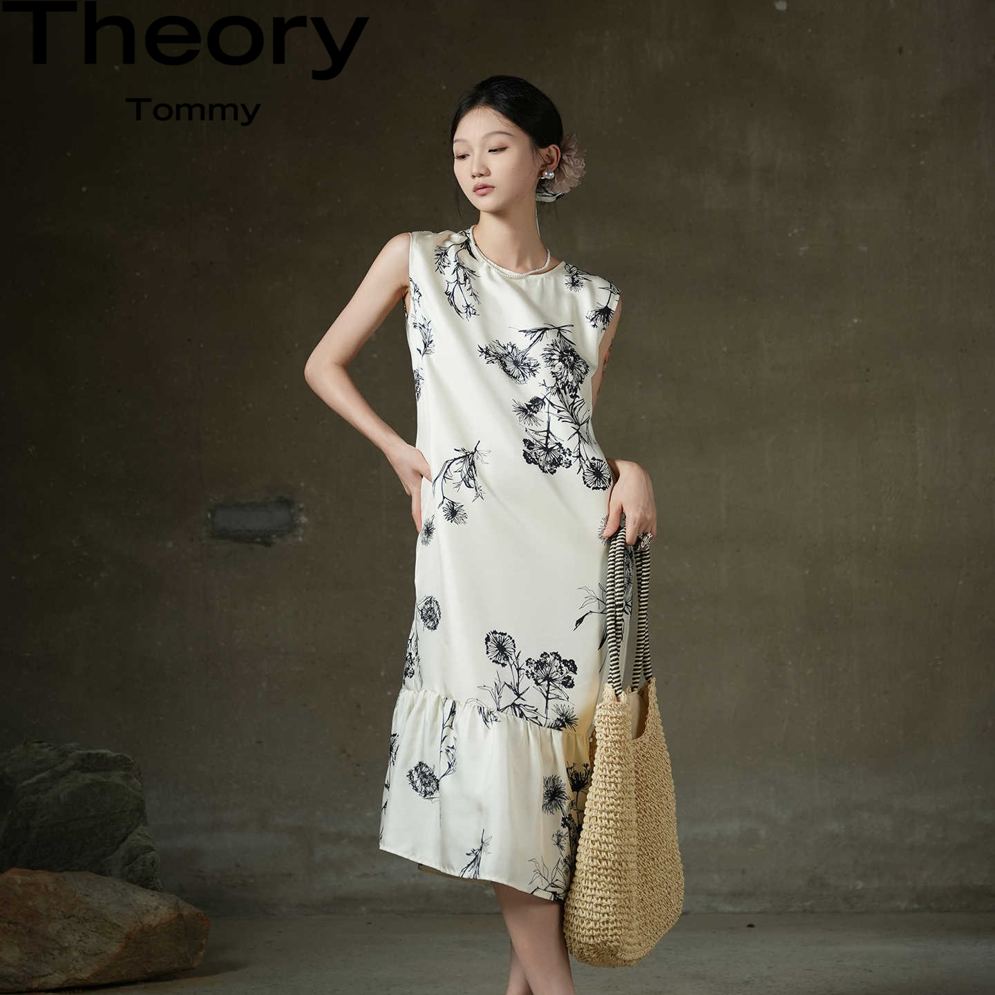 Theory Tommy2025新款法式桑蚕丝超好看独特漂亮绝美气质连衣裙