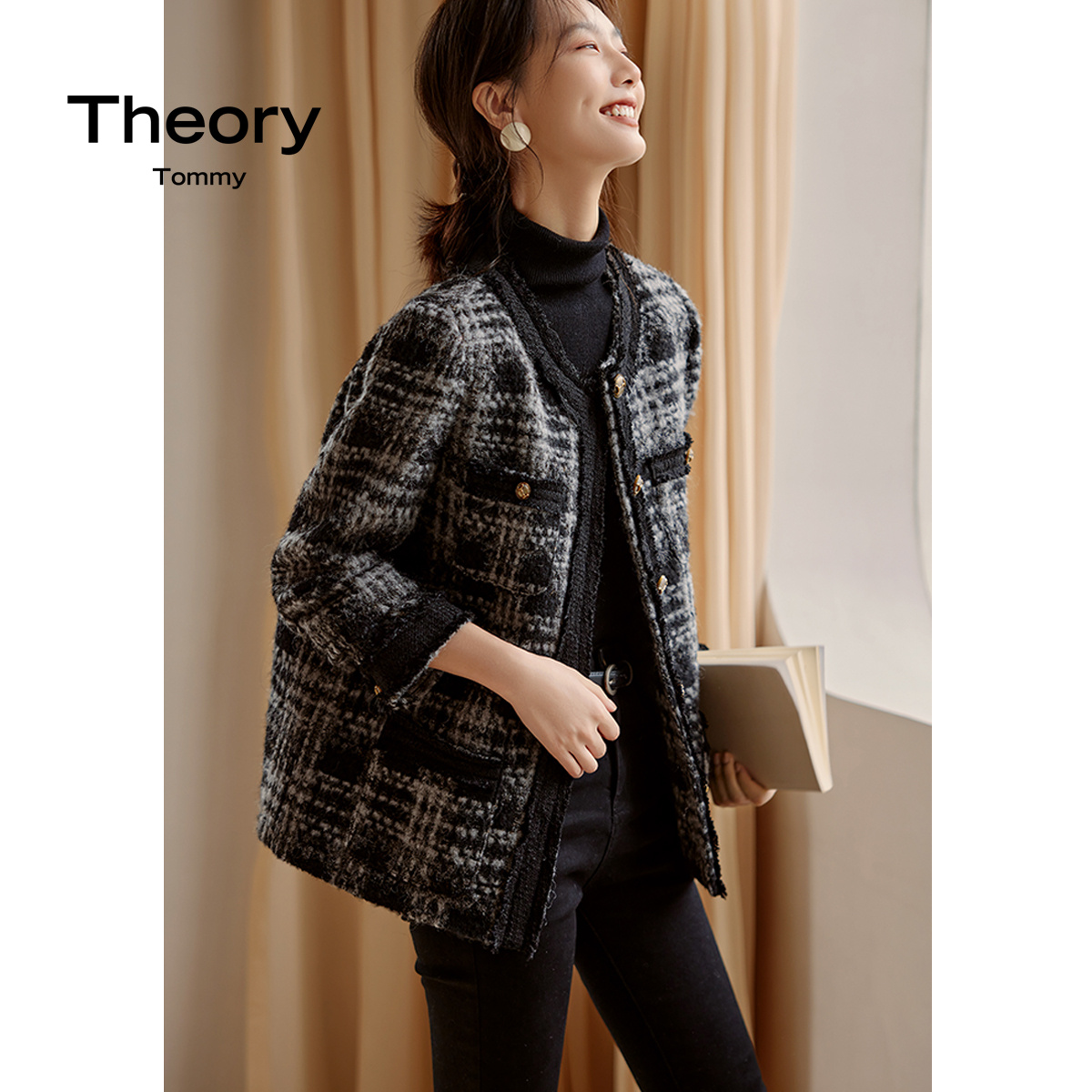 TheoryTommy小香风粗花呢外套