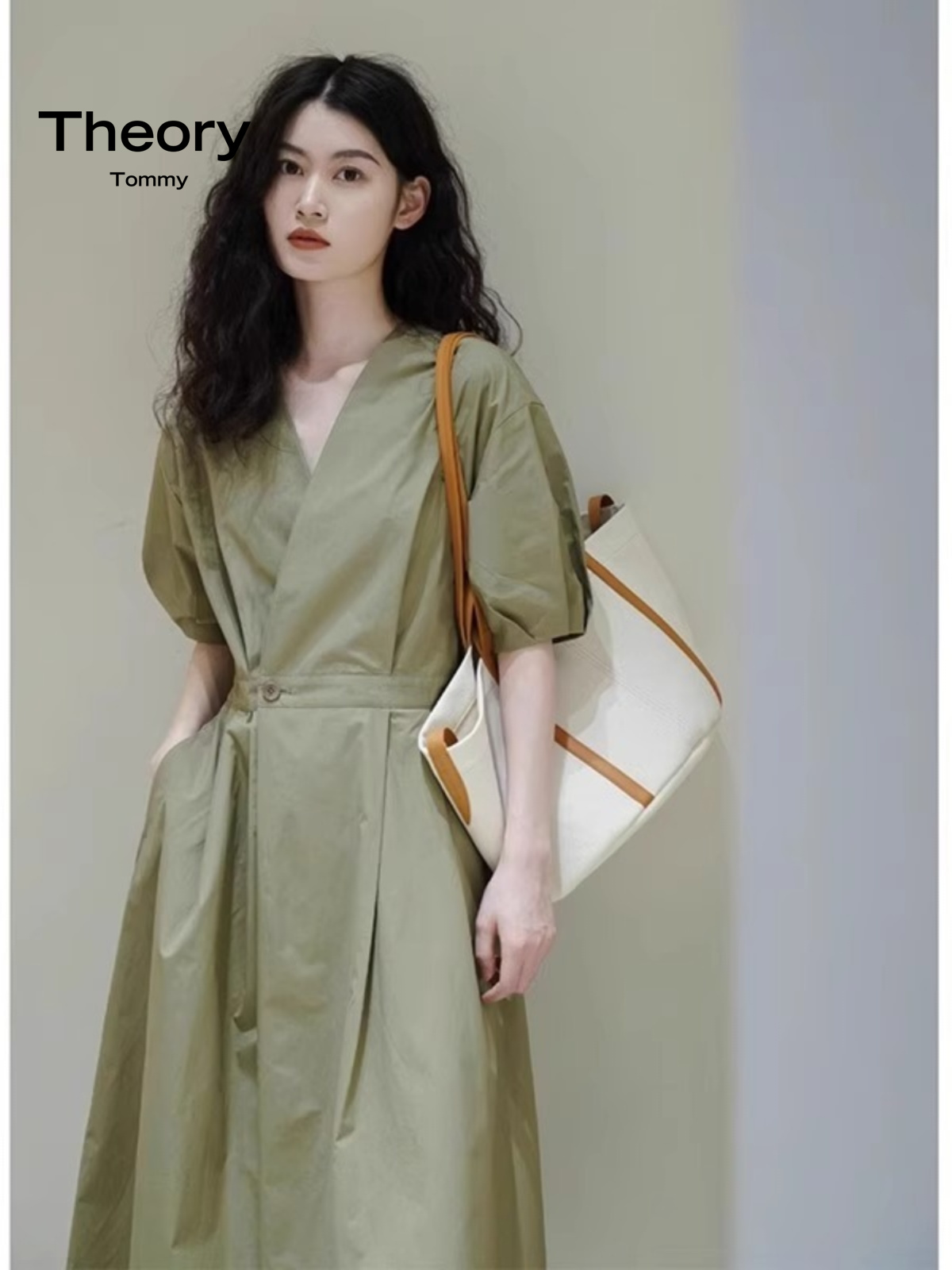 TheoryTommy绿色衬衫连衣裙