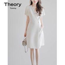 Theory Tommy气质白色西装连衣裙2023新款女夏设计感别致小裙子