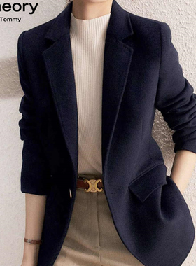 Theory Tommy2025春装新款高级感休闲羊毛西装外套女百搭毛呢西服