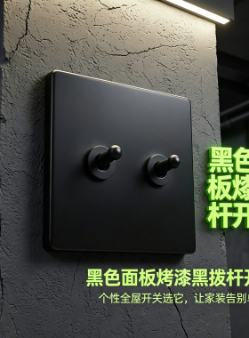 【平台补贴】BE黑色面板黑色复古拨杆老式北欧开关插座86型双极