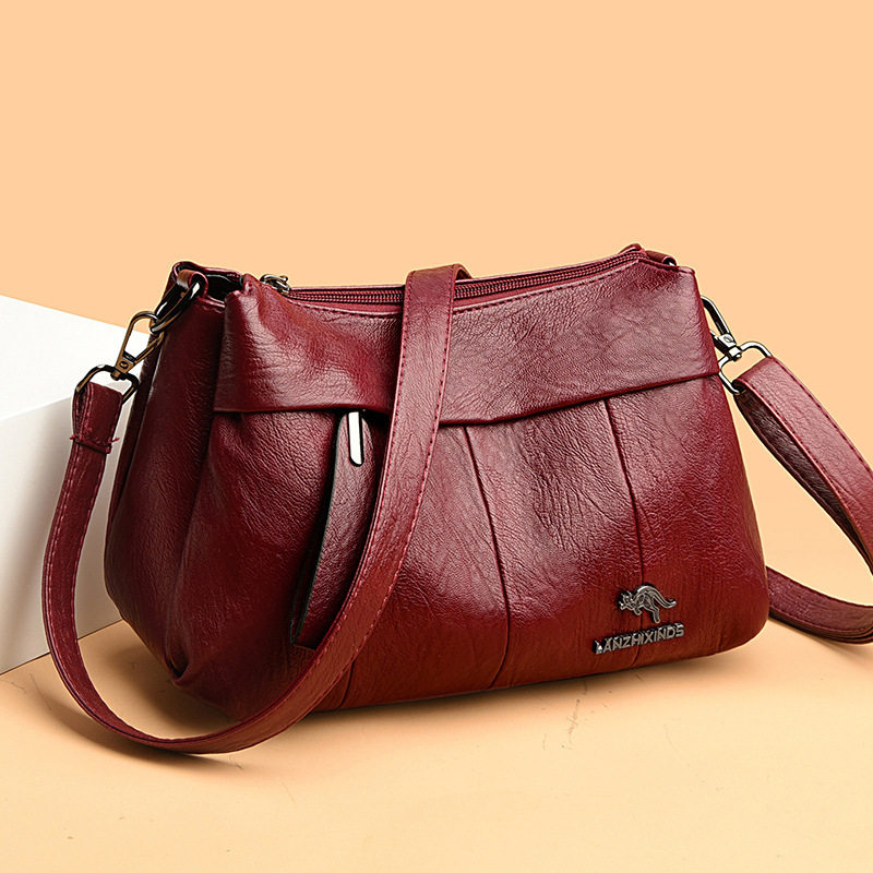 头层牛皮单肩斜挎包女士软真皮手提包中年婆婆妈妈包百搭2026新款