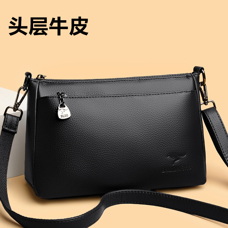 头层牛皮单肩斜挎包女包软真皮中年婆婆妈妈包小方包百搭2025新款