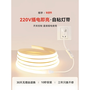 亚明220V灯带led灯条cob室内卧室床头客厅电视背景墙开关插电款氛
