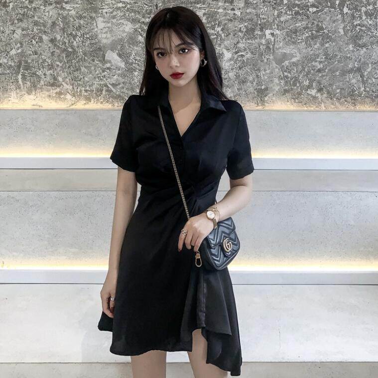 微胖女孩苹果梨形型身材教师面试大胸短发女生显瘦穿搭套装连衣裙