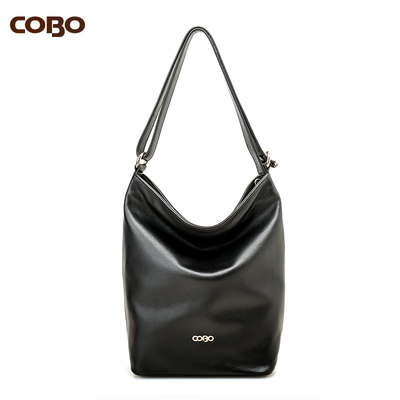 COBO/蔻尔宝头层牛皮单肩斜挎时尚休闲百搭全皮软托特包