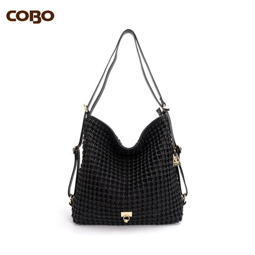 cobo/羚羊真皮女包手工编织时尚