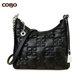 COBO 蔻尔宝2025新品 头层牛皮压花菱格形LOGO休闲单肩斜挎包女包