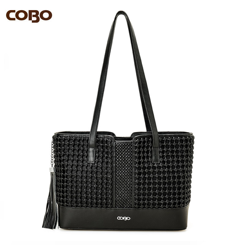 COBO/蔻尔宝 时尚休闲单肩手提女包编织包