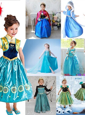 Kids Girls Dresses Elsa Frozen dress costume Princess Anna
