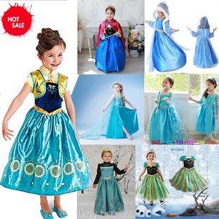 Kids Girls Dresses Elsa Frozen dress costume Princess Anna