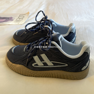 方鱼鹿 韩版复古德训鞋女2025秋季ulzzang百搭学生休闲帆布鞋板鞋