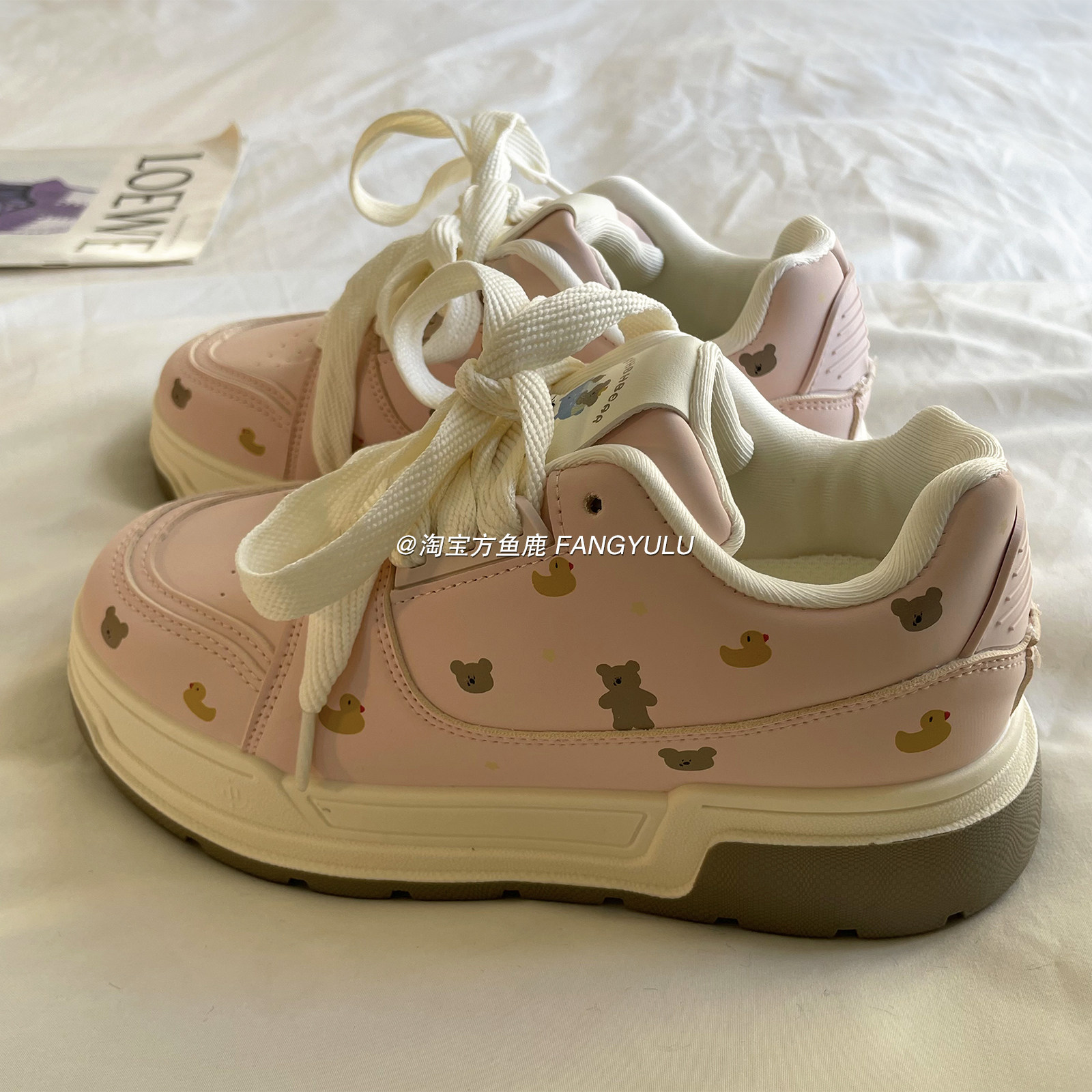 方鱼鹿 厚底增高学院风面包鞋女2025秋季小众设计感学生运动板鞋