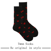 爱心袜子女中筒袜纯棉春秋日系可爱长筒袜韩国学院风黑色棉袜