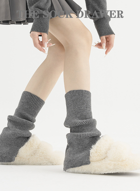 堆堆袜套秋冬季袜子女中筒袜深灰色配勃肯鞋小腿套y2侧开叉腿袜