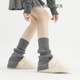 堆堆袜套秋冬季 袜子女中筒袜深灰色配勃肯鞋 小腿套y2侧开叉腿袜