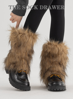 ins亚文化小腿堆堆袜外穿秋冬仿皮草毛毛腿套y2k辣妹袜套保暖靴套