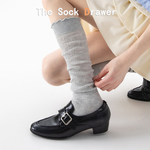 长筒木耳边叠穿堆堆袜配乐福鞋 袜子芭蕾风小腿袜 薄款 袜子女夏季