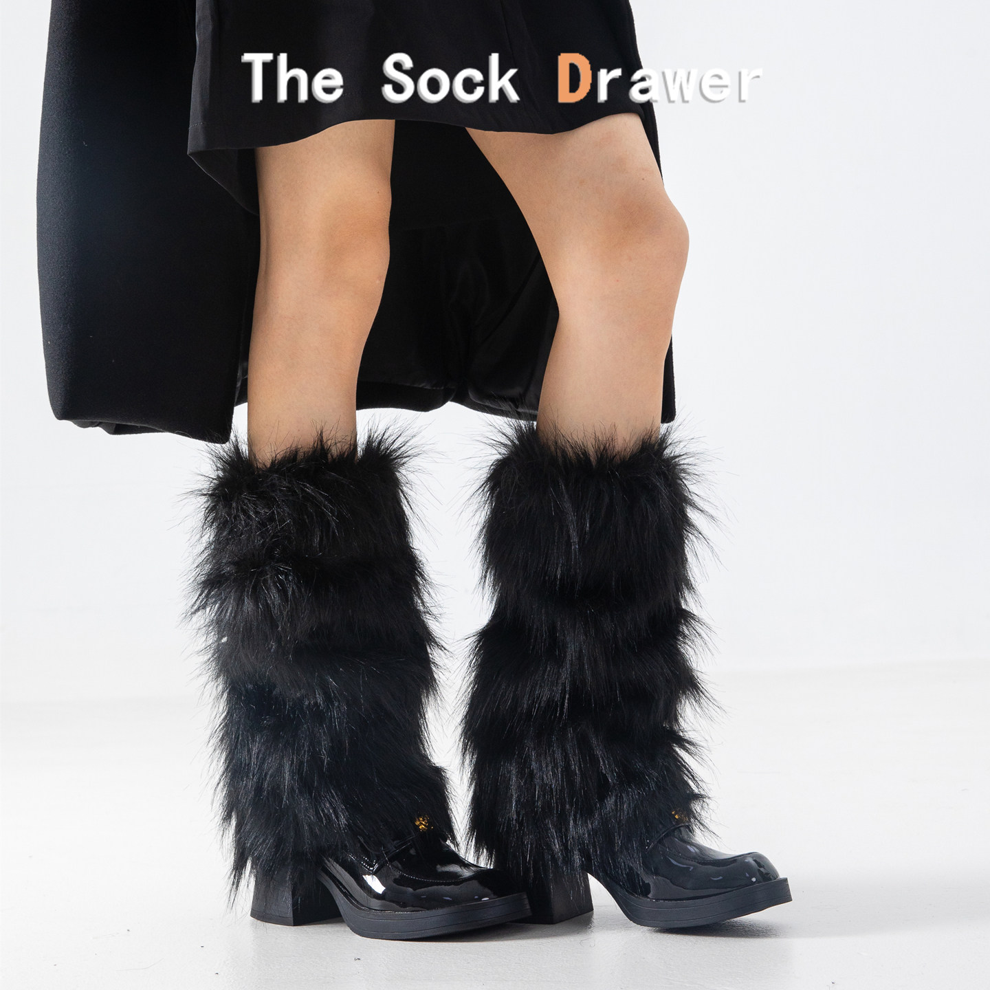 欧美黑色毛毛袜套女秋冬及膝长筒靴子套y2k辣妹原宿风亚文化腿套,女士内衣/男士内衣/家居服,中筒袜,淘宝优惠券,粉丝福利购,淘宝优惠卷