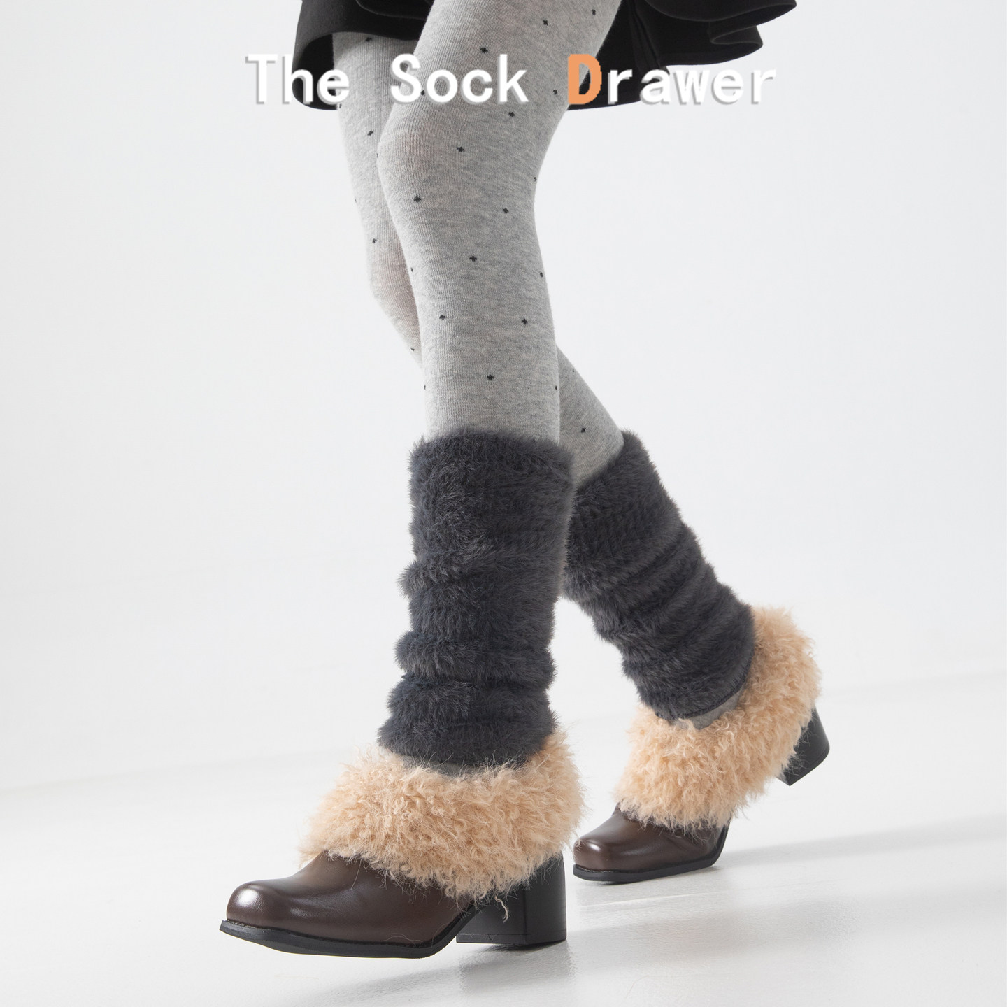 加绒加厚貂毛护腿套女秋冬韩版纯色日系y2k毛绒保暖小腿堆堆袜套