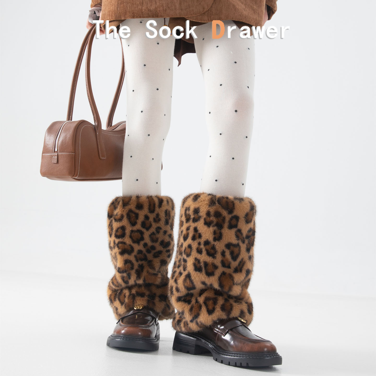 y2k辣妹豹纹袜套女秋冬季加厚保暖29cm仿皮草毛绒日系jk毛毛袜套