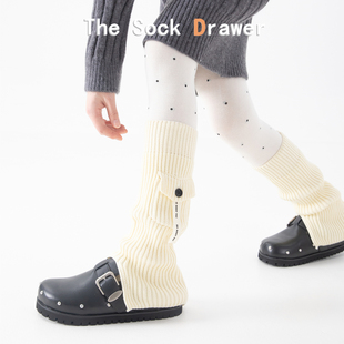 白色开叉袜套女秋冬加厚保暖网红爆款 日系jk学院风双针堆堆袜腿套