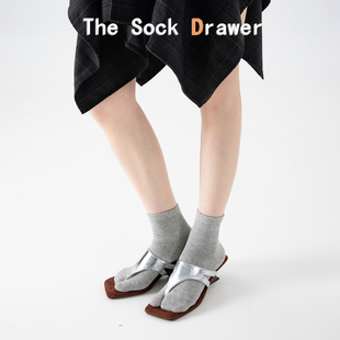 灰色中筒袜人字拖两趾袜猪蹄袜低帮二趾短筒袜 分趾袜女士春夏款
