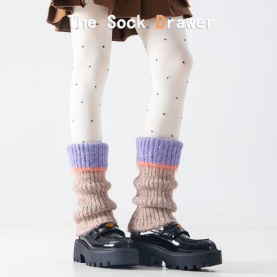 袜套2025新款冬外穿高颜值翻边拼色加厚保暖羊毛针织腿套堆堆袜
